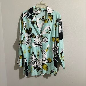 100% Linen Floral One-Button Jacket from Jones New York Woman 1X